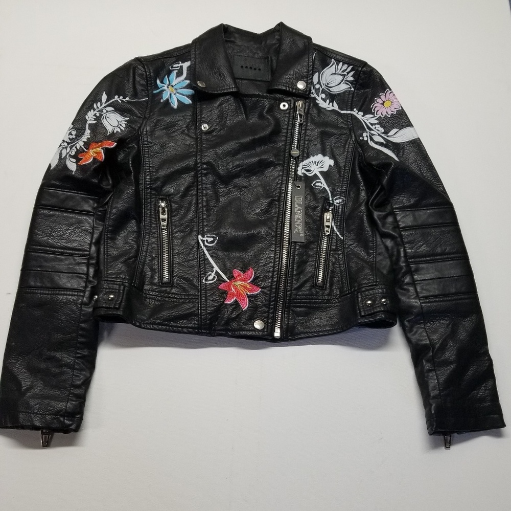 NWT Blank NYC Vegan Leather embroidered‎ jacket